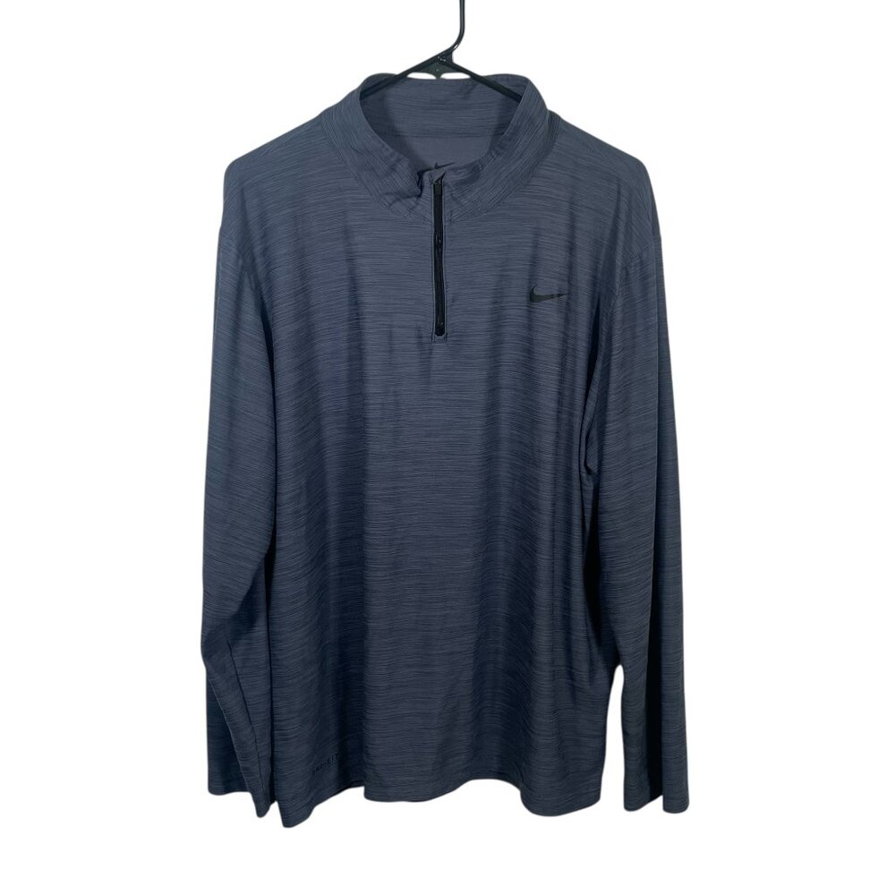 Nike Dri Fit Breathe 1/4 Zip Running Shirt Mens XL Pullover 940177 Blue Gray